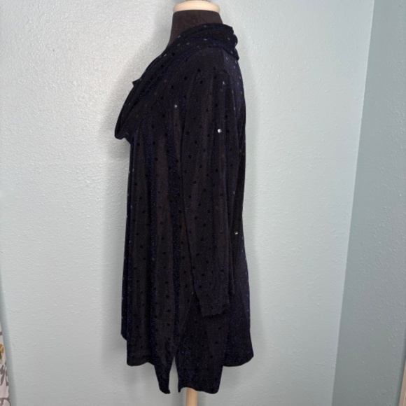 Catherine's Plus Size Black Blue Sequin Tunic Blouse - Picture 2 of 12